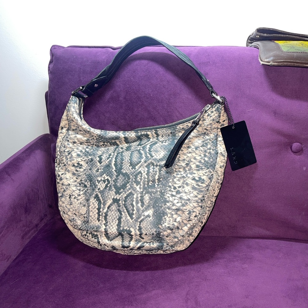 Sale 🔥 L.A.M.B. Snakeskin print Leather Hobo Bag. NWT 11x14" - Picture 2 of 10